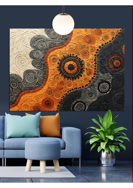 Renkli Mandala Desenli Dokular Dekoratif Kanvas - Mdf Ahşap Tablo