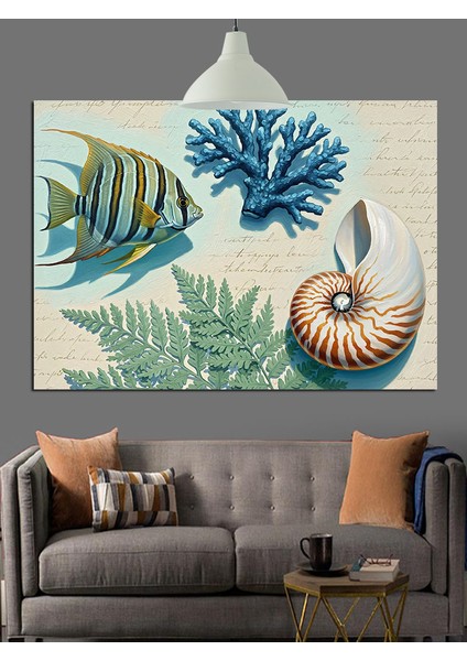 Deniz Canlıları Kabuk Mercan Dekoratif Kanvas - Mdf Ahşap Tablo fiyatları