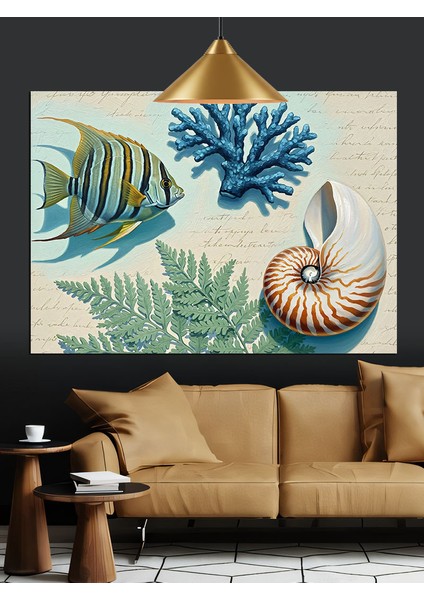 Deniz Canlıları Kabuk Mercan Dekoratif Kanvas - Mdf Ahşap Tablo indirimleri