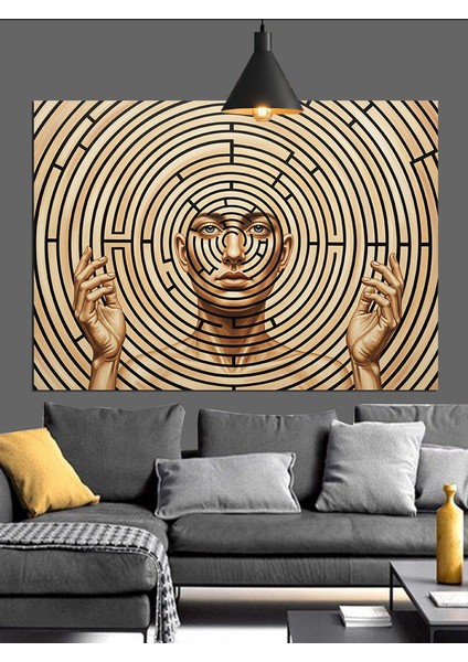 Spiral Yüz Meditasyon Figürü Dekoratif Kanvas - Mdf Ahşap Tablo