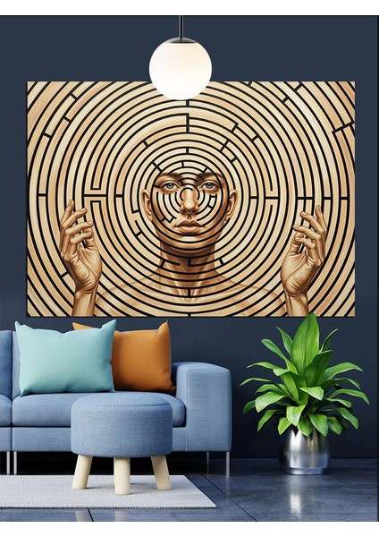 Spiral Yüz Meditasyon Figürü Dekoratif Kanvas - Mdf Ahşap Tablo fırsatları