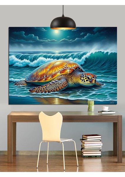 Deniz Kaplumbağası Okyanus Hayvanı Dekoratif Kanvas - Mdf Ahşap Tablo fiyatları