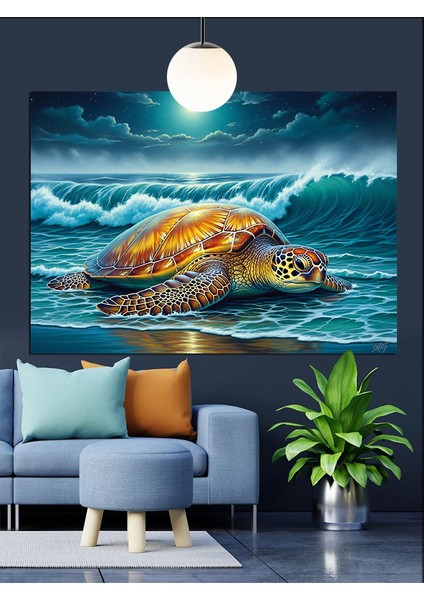 Deniz Kaplumbağası Okyanus Hayvanı Dekoratif Kanvas - Mdf Ahşap Tablo modelleri