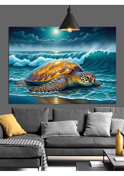 Deniz Kaplumbağası Okyanus Hayvanı Dekoratif Kanvas - Mdf Ahşap Tablo indirimleri