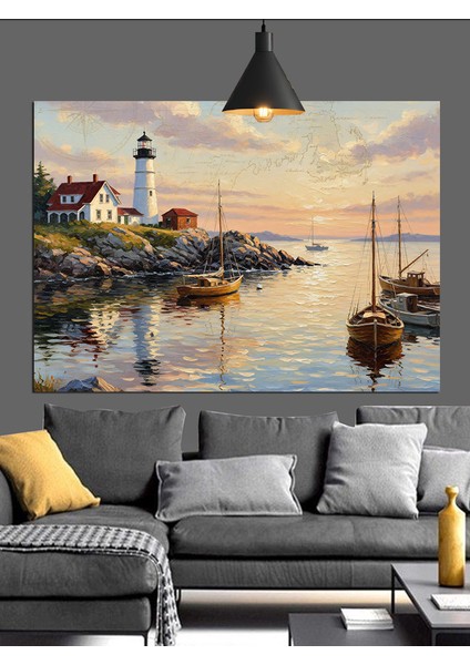 Deniz Feneri Kıyı Manzarası Dekoratif Kanvas - Mdf Ahşap Tablo modelleri