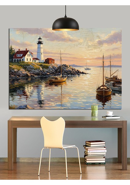Deniz Feneri Kıyı Manzarası Dekoratif Kanvas - Mdf Ahşap Tablo indirimleri