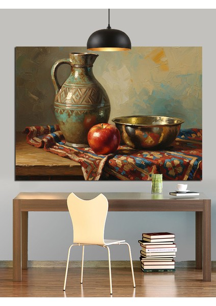Natürmort Vazo ve Kırmızı Elma Dekoratif Kanvas - Mdf Ahşap Tablo modelleri
