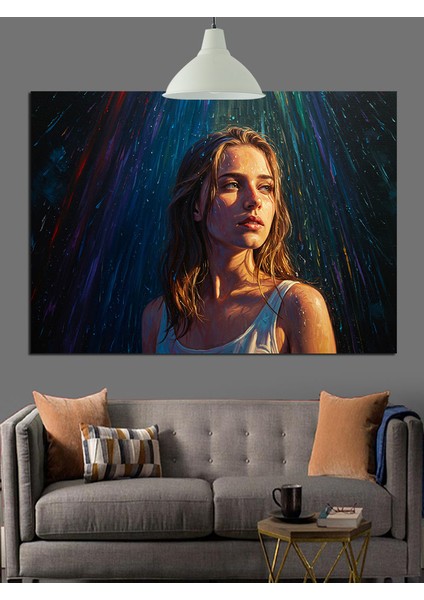 Yağmurda Islanan Kadın Dekoratif Kanvas - Mdf Ahşap Tablo