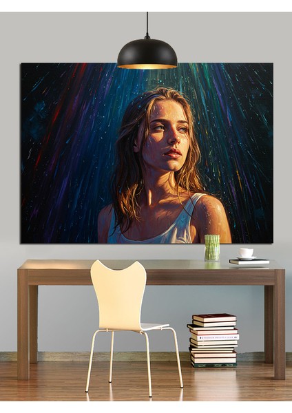 Yağmurda Islanan Kadın Dekoratif Kanvas - Mdf Ahşap Tablo fiyatları