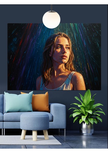 Yağmurda Islanan Kadın Dekoratif Kanvas - Mdf Ahşap Tablo modelleri