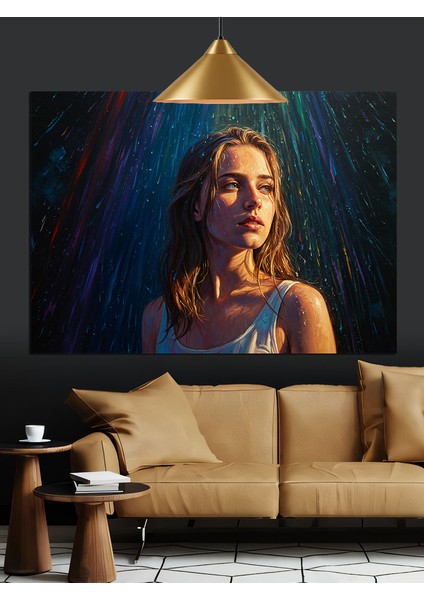 Yağmurda Islanan Kadın Dekoratif Kanvas - Mdf Ahşap Tablo fırsatları