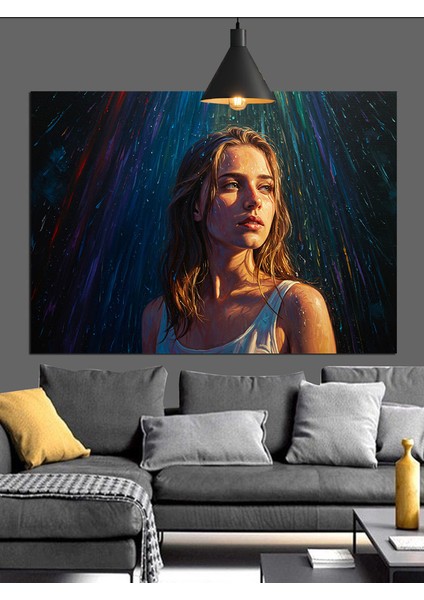 Yağmurda Islanan Kadın Dekoratif Kanvas - Mdf Ahşap Tablo indirimleri