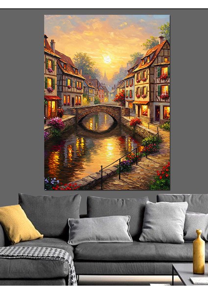 Şehirde Gece Manzarası Yağmur Dekoratif Kanvas - Mdf Ahşap Tablo fırsatları