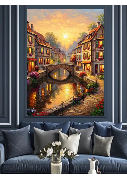 Şehirde Gece Manzarası Yağmur Dekoratif Kanvas - Mdf Ahşap Tablo indirimleri