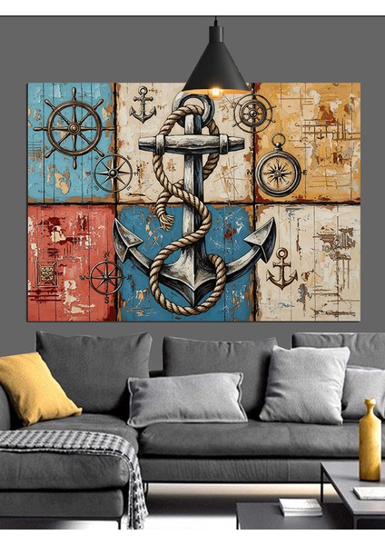 Denizci Teması Çapa Dekoratif Kanvas - Mdf Ahşap Tablo fiyatları