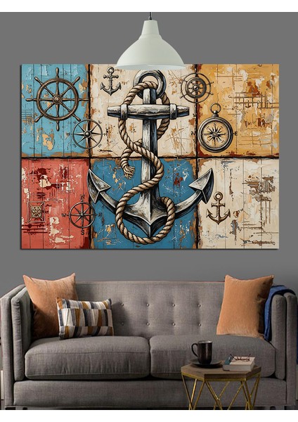 Denizci Teması Çapa Dekoratif Kanvas - Mdf Ahşap Tablo modelleri