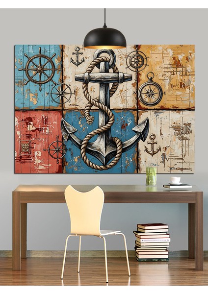 Denizci Teması Çapa Dekoratif Kanvas - Mdf Ahşap Tablo fırsatları