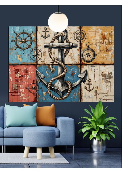 Denizci Teması Çapa Dekoratif Kanvas - Mdf Ahşap Tablo indirimleri
