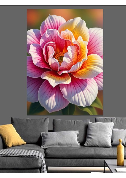 Parlak Renkli Soyut Çiçek Dekoratif Kanvas - Mdf Ahşap Tablo