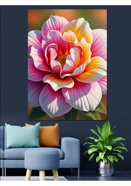 Parlak Renkli Soyut Çiçek Dekoratif Kanvas - Mdf Ahşap Tablo fırsatları