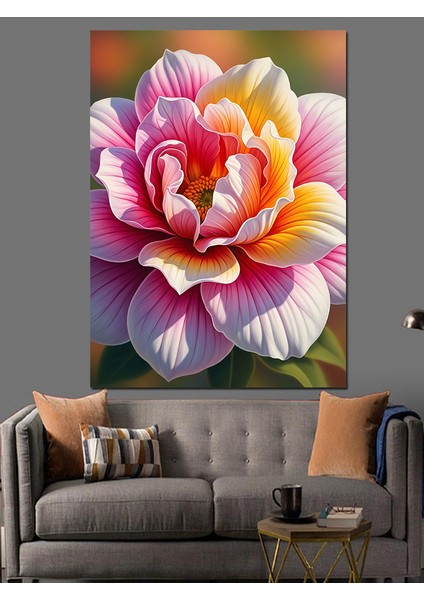 Parlak Renkli Soyut Çiçek Dekoratif Kanvas - Mdf Ahşap Tablo indirimleri
