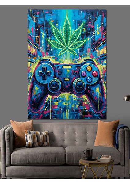 Oyun Kontrolcüsü Mandala Çizimi Dekoratif Kanvas - Mdf Ahşap Tablo