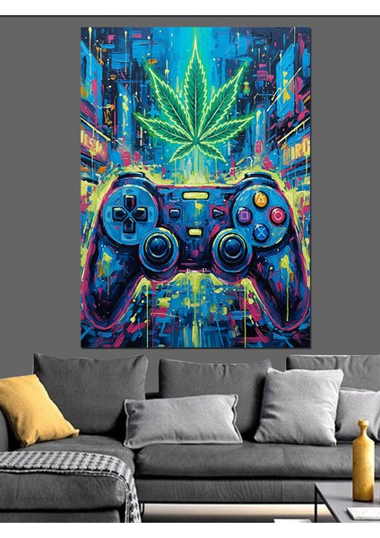 Oyun Kontrolcüsü Mandala Çizimi Dekoratif Kanvas - Mdf Ahşap Tablo fiyatları