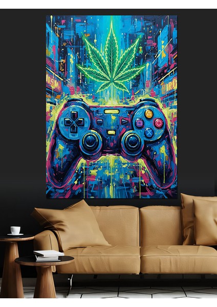 Oyun Kontrolcüsü Mandala Çizimi Dekoratif Kanvas - Mdf Ahşap Tablo fırsatları