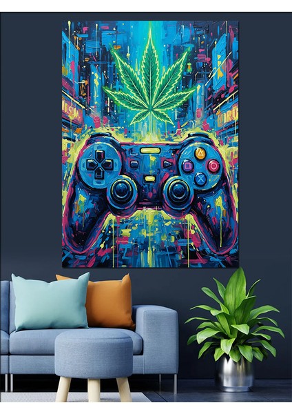 Oyun Kontrolcüsü Mandala Çizimi Dekoratif Kanvas - Mdf Ahşap Tablo indirimleri