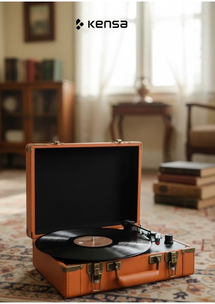 Bluetooth Retro Pikap – 33/45/78 Rpm Plak Çalar Taşınabilir Çanta Tasarım, USB & Aux Destekli