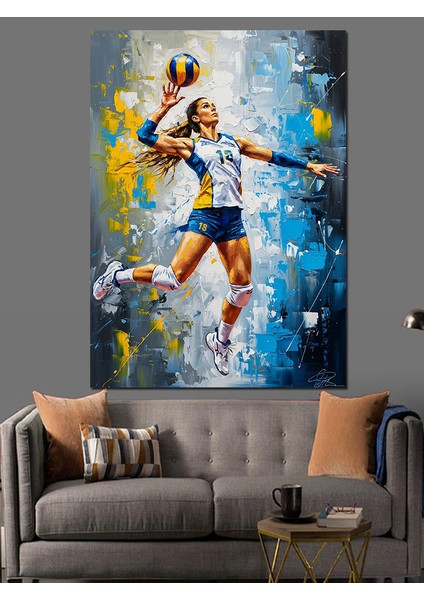 Soyut Basketbolcu Sporcu Figür Dekoratif Kanvas - Mdf Ahşap Tablo