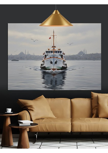 Denizde Gemi Yüzen Tekne Dekoratif Kanvas - Mdf Ahşap Tablo fiyatları