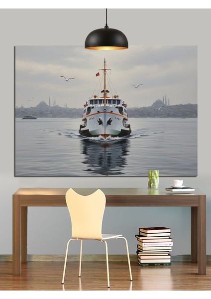 Denizde Gemi Yüzen Tekne Dekoratif Kanvas - Mdf Ahşap Tablo indirimleri