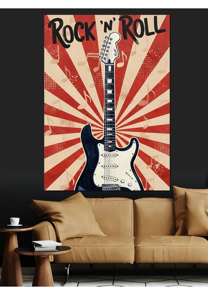 Retro Rock Müzik Gitar Dekoratif Kanvas - Mdf Ahşap Tablo fiyatları
