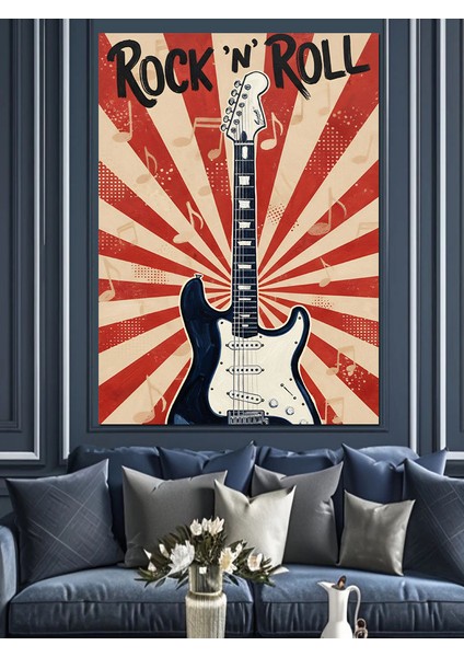 Retro Rock Müzik Gitar Dekoratif Kanvas - Mdf Ahşap Tablo modelleri
