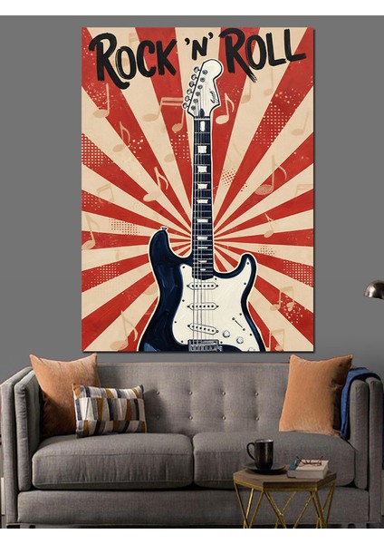 Retro Rock Müzik Gitar Dekoratif Kanvas - Mdf Ahşap Tablo indirimleri