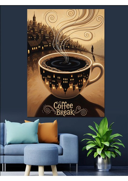 Çiçekli Kahve Fincanı Sanatı Dekoratif Kanvas - Mdf Ahşap Tablo modelleri