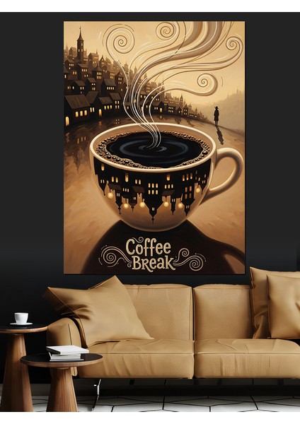 Çiçekli Kahve Fincanı Sanatı Dekoratif Kanvas - Mdf Ahşap Tablo fırsatları