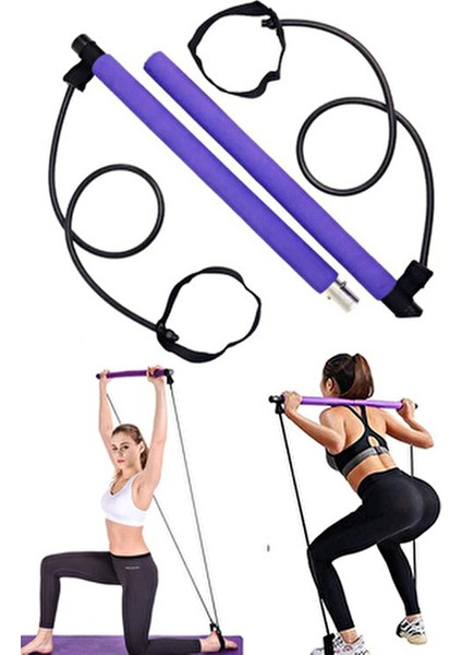 Squat Pilates Barı Kalça Basen Sıkılaştırıcı Evde Spor Egzersiz Çubuğu Mor Renkli