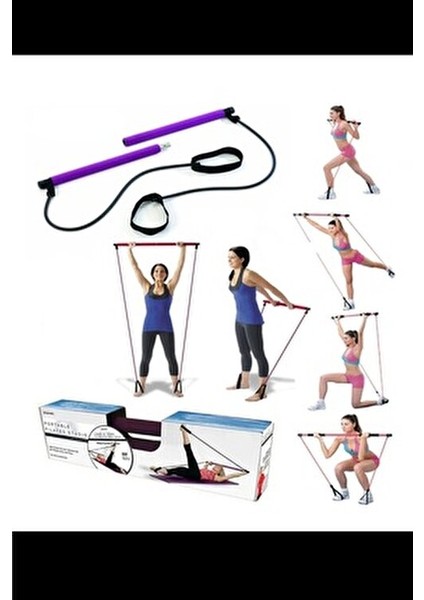 Squat Pilates Barı Kalça Basen Sıkılaştırıcı Evde Spor Egzersiz Çubuğu Mor Renkli