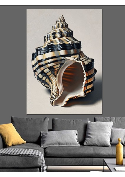 Altın Işıkta Parlayan Deniz Kabuğu Dekoratif Kanvas - Mdf Ahşap Tablo fiyatları