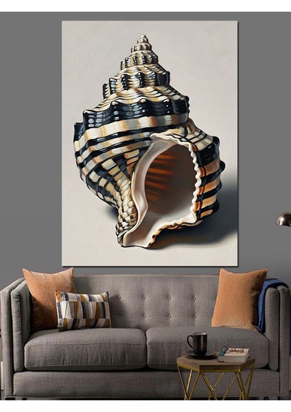 Altın Işıkta Parlayan Deniz Kabuğu Dekoratif Kanvas - Mdf Ahşap Tablo modelleri