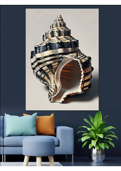 Altın Işıkta Parlayan Deniz Kabuğu Dekoratif Kanvas - Mdf Ahşap Tablo fırsatları