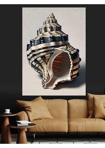 Altın Işıkta Parlayan Deniz Kabuğu Dekoratif Kanvas - Mdf Ahşap Tablo indirimleri