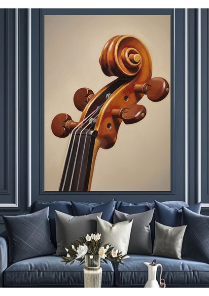 Keman Kıvrımı Müzik Enstrümanı Dekoratif Kanvas - Mdf Ahşap Tablo