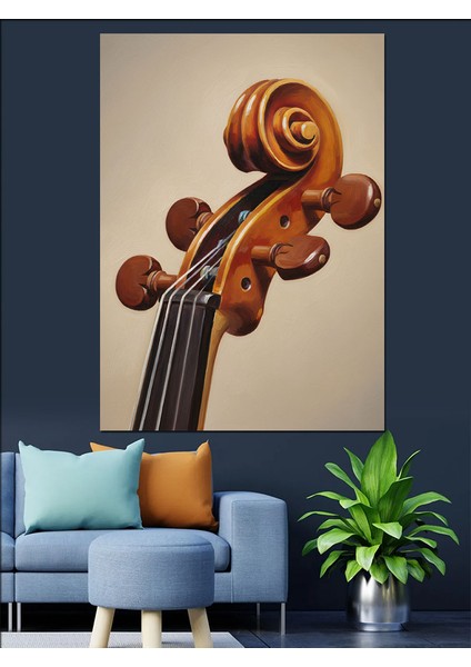 Keman Kıvrımı Müzik Enstrümanı Dekoratif Kanvas - Mdf Ahşap Tablo fırsatları