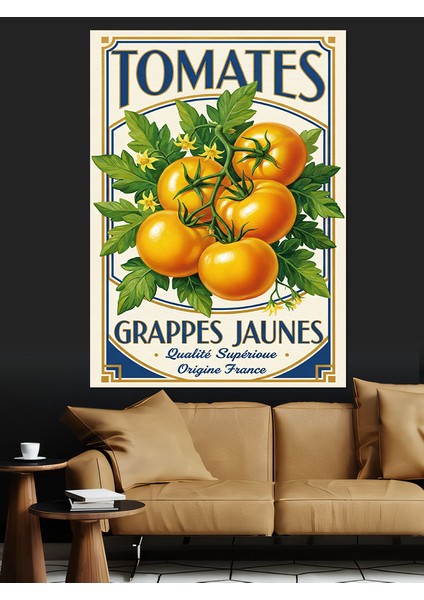 Vintage Domates Konserve Etiketi Dekoratif Kanvas - Mdf Ahşap Tablo