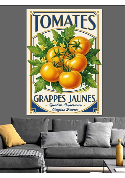 Vintage Domates Konserve Etiketi Dekoratif Kanvas - Mdf Ahşap Tablo modelleri