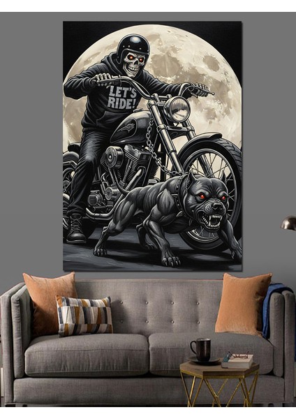 Gece Sürüşü Yapan Motorcu Dekoratif Kanvas - Mdf Ahşap Tablo indirimleri
