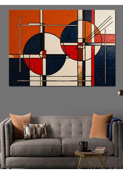 Geometrik Soyut Bayrak Tasarımı Dekoratif Kanvas - Mdf Ahşap Tablo